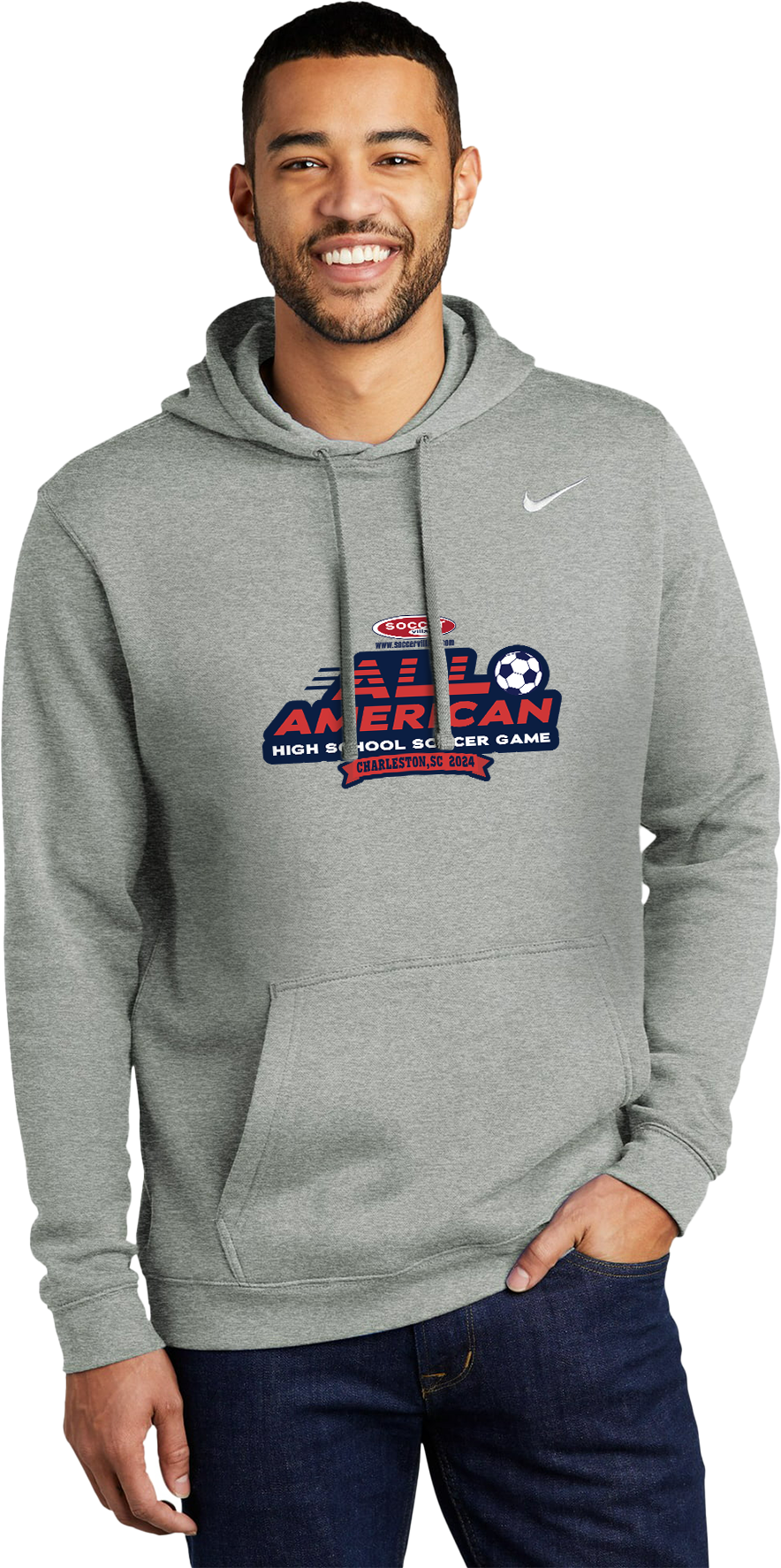 Nike Hoodies Light Gray - 2024 High School Soccer All American Game