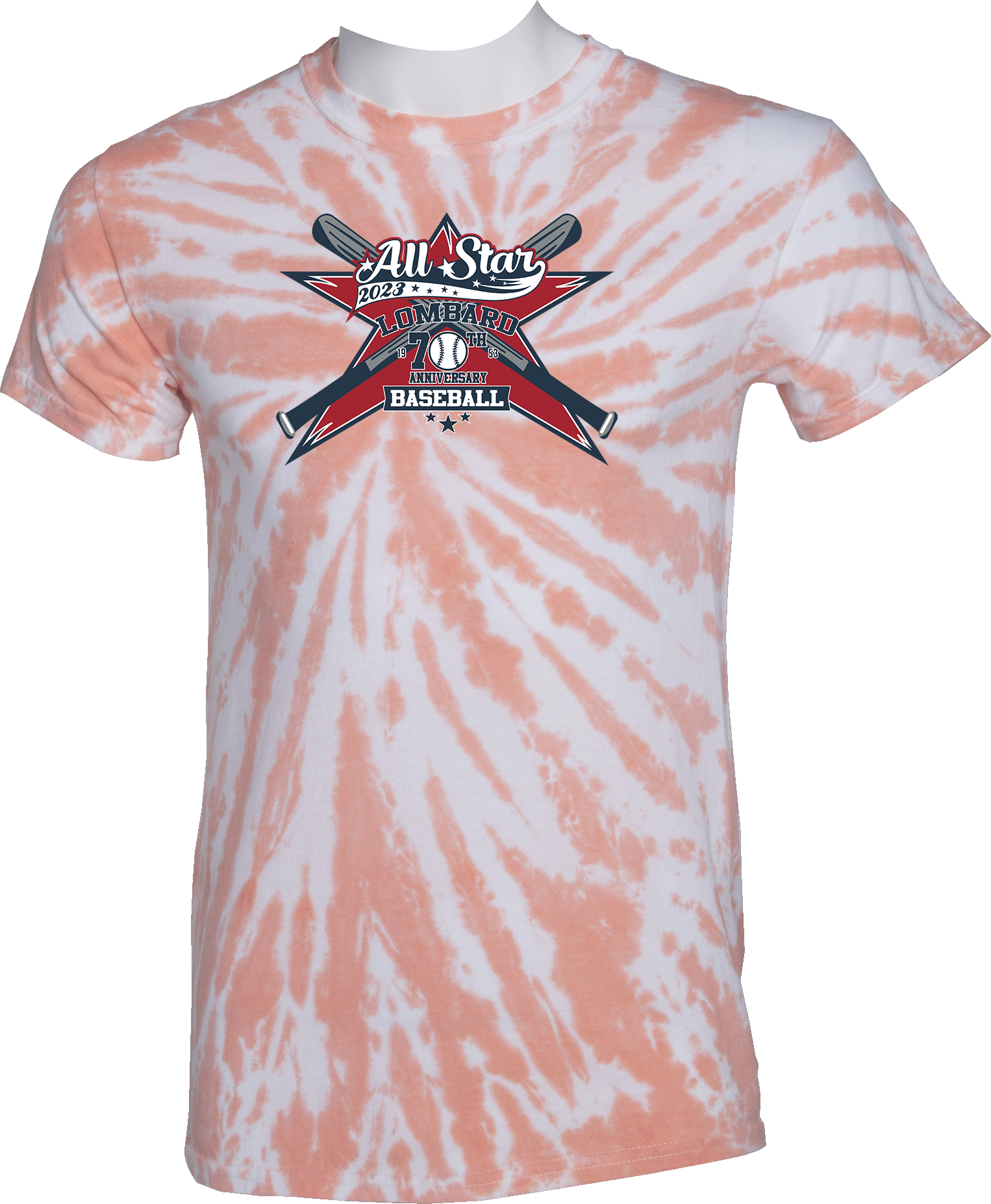 TIE-DYE SHORT SLEEVES - 2023 Lombard Baseball League's 70th Anniversary All Star Event