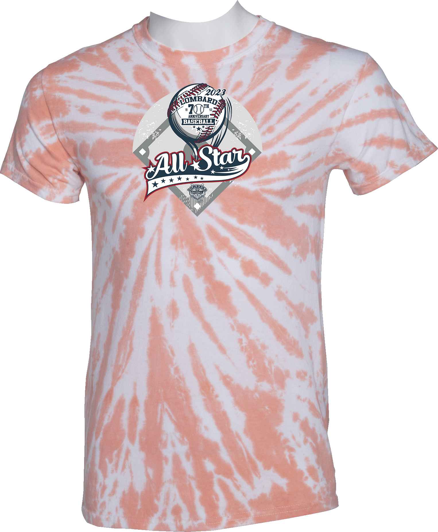 TIE-DYE SHORT SLEEVES - 2023 Lombard Baseball League's 70th Anniversary All Star Event