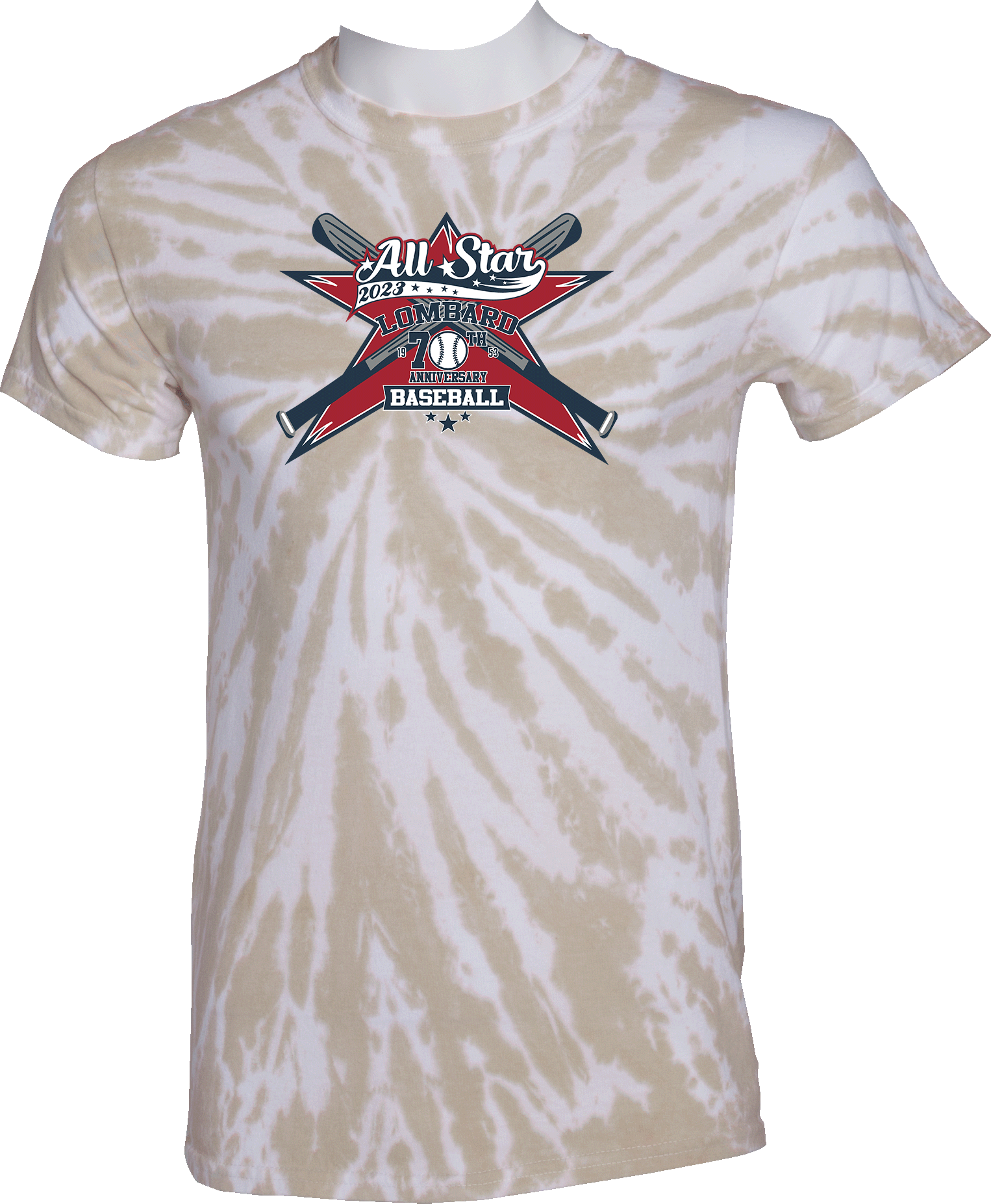 TIE-DYE SHORT SLEEVES - 2023 Lombard Baseball League's 70th Anniversary All Star Event