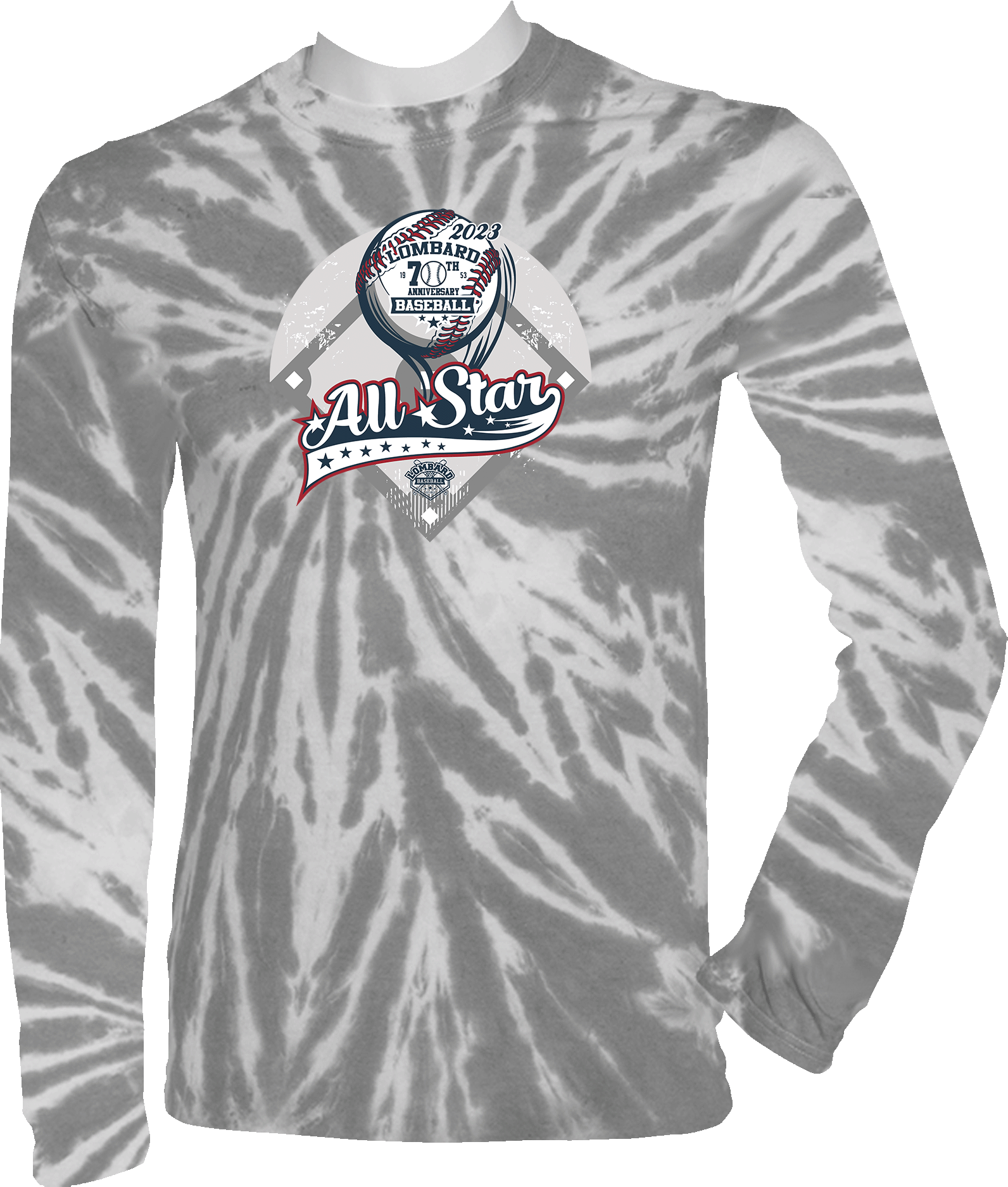 TIE-DYE LONG SLEEVES - 2023 Lombard Baseball League's 70th Anniversary All Star Event