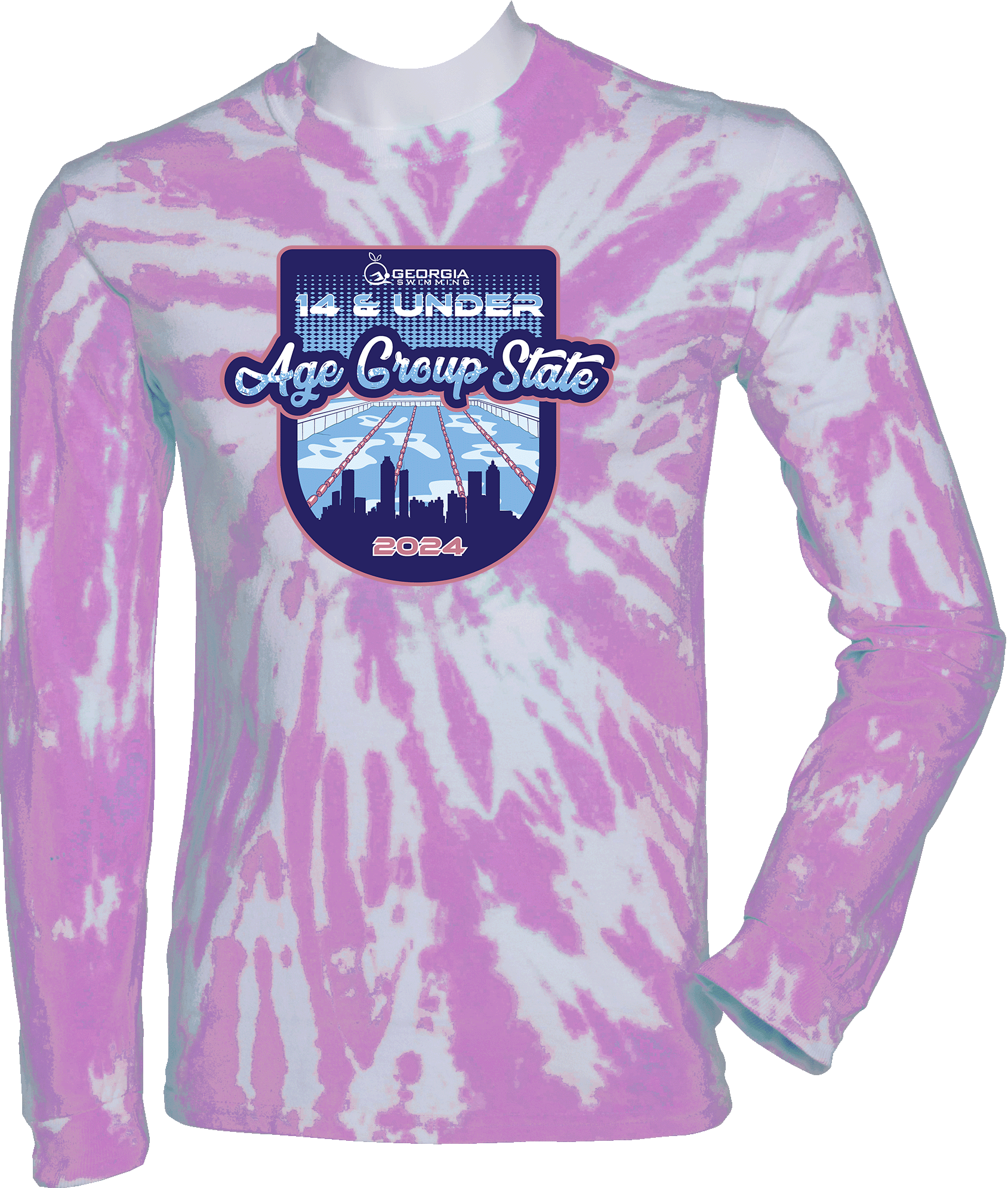 Tie-Dye Long Sleeves - 2024 Georgia Swimming 14 & Under Age Group State