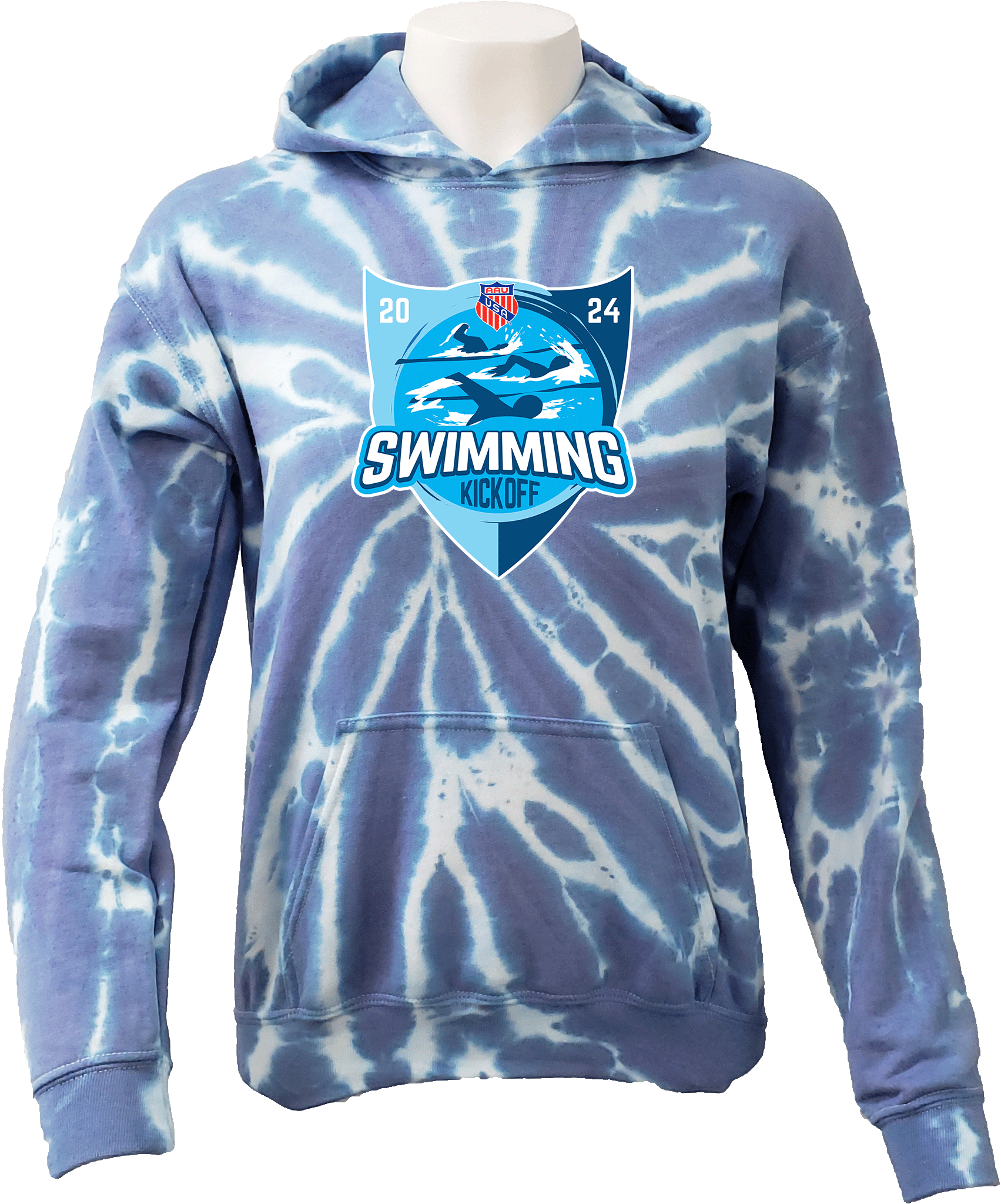 Tie-Dye Hoodies - 2024 AAU Swimming Kick Off