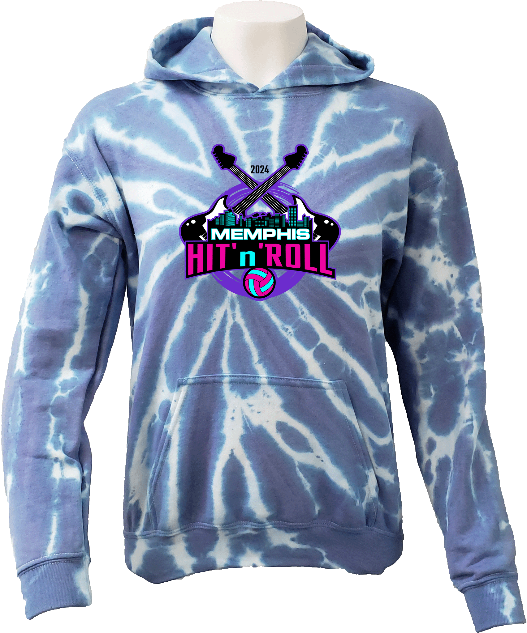 Tie-Dye Hoodies - 2024 Memphis Hit 'n' Roll