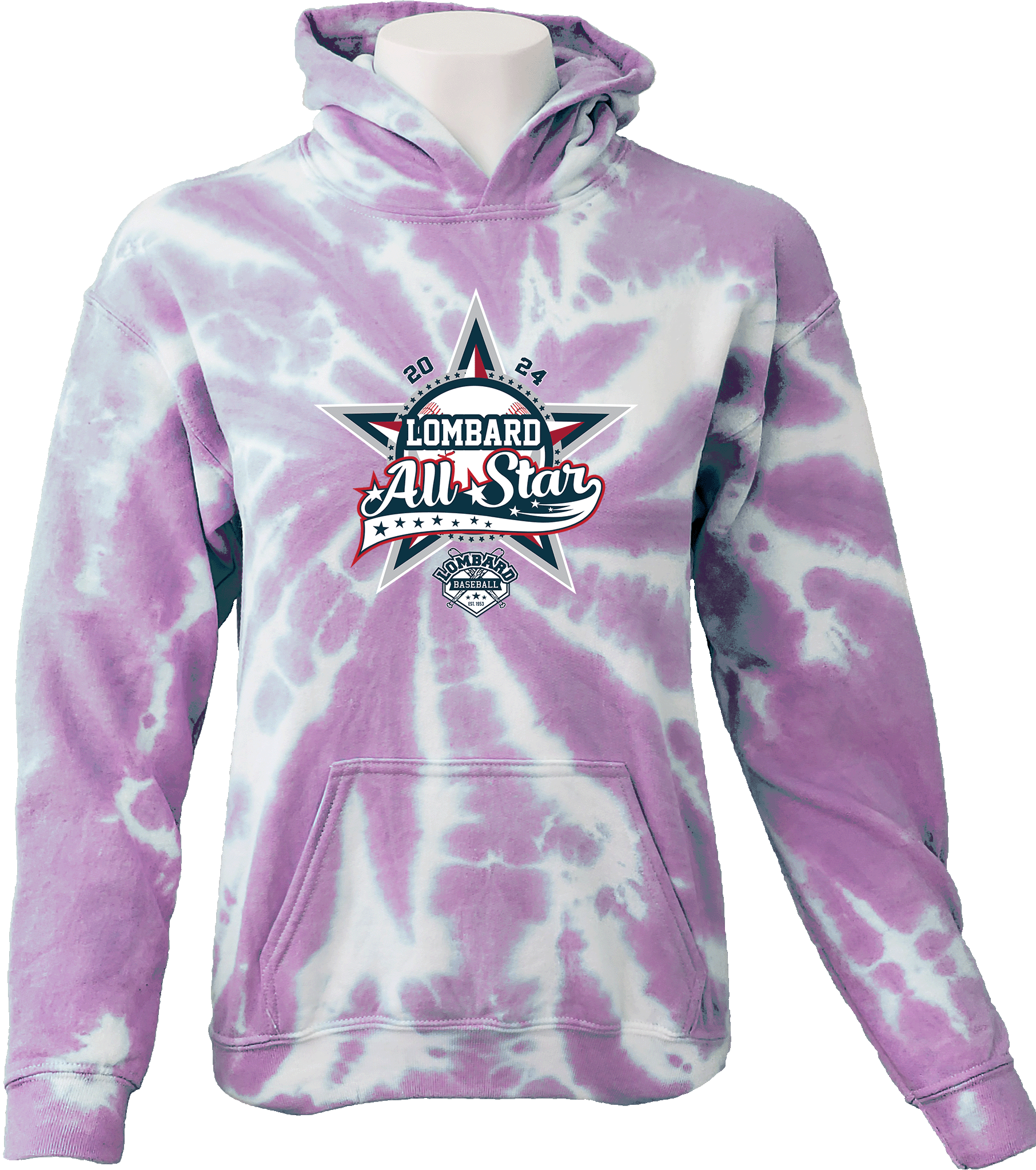 Tie-Dye Hoodies - 2024 Lombard Baseball League's 71st Anniversary All Star Event