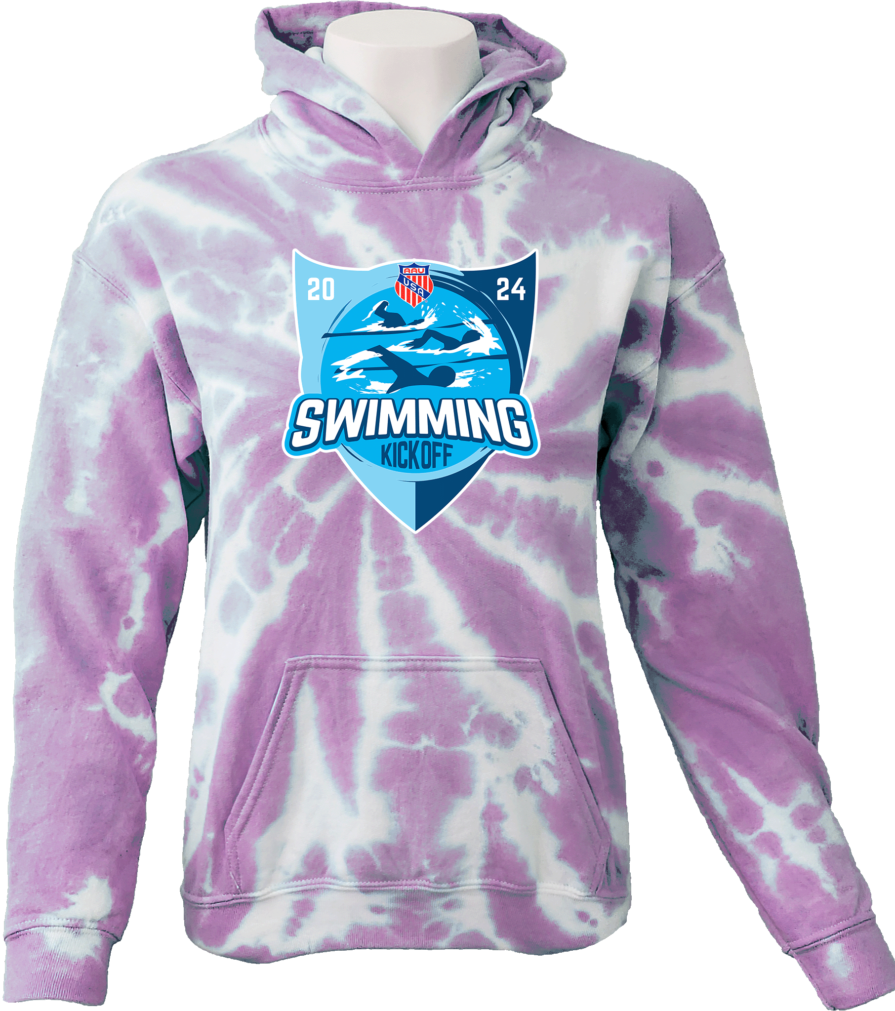 Tie-Dye Hoodies - 2024 AAU Swimming Kick Off