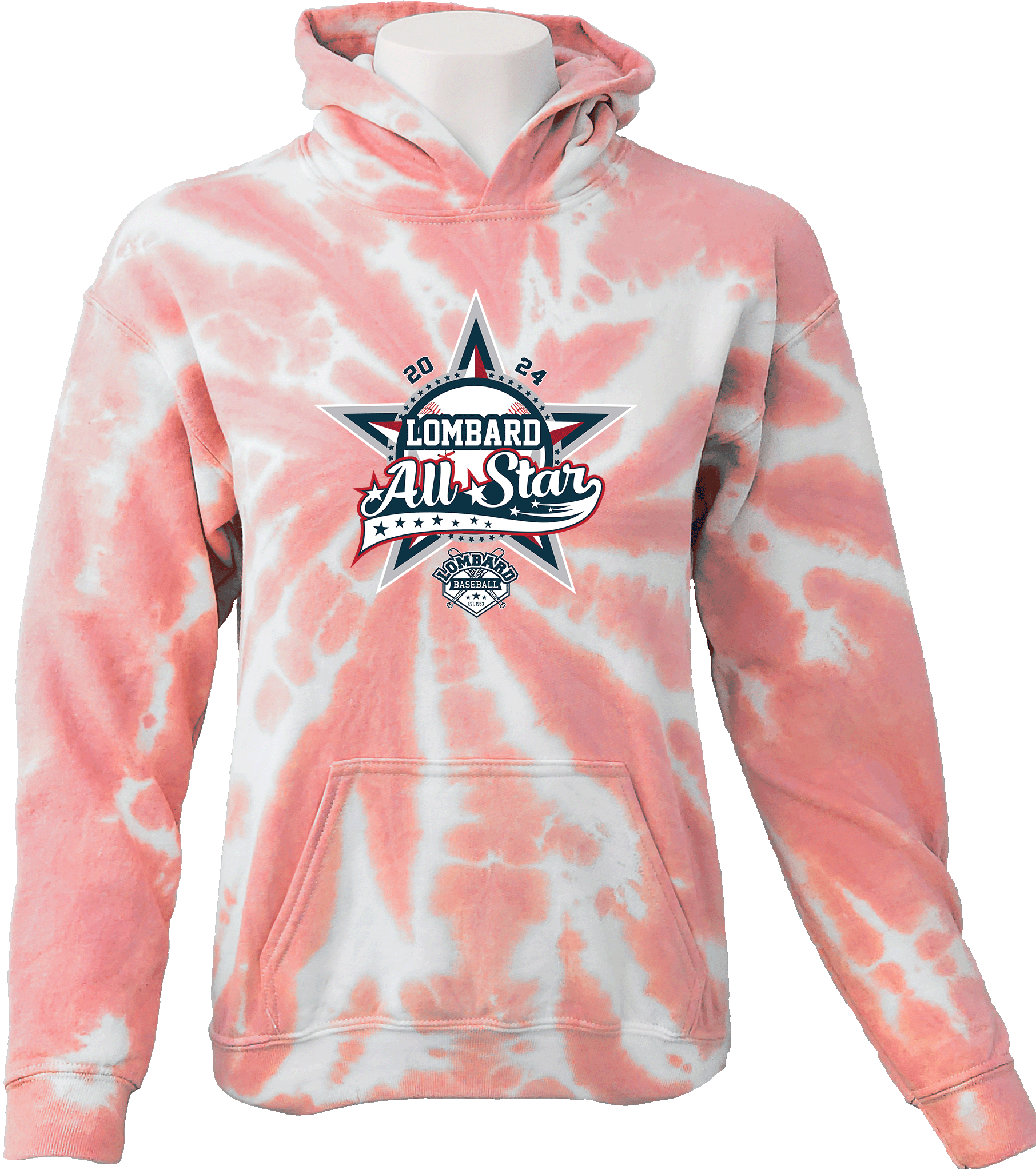 Tie-Dye Hoodies - 2024 Lombard Baseball League's 71st Anniversary All Star Event