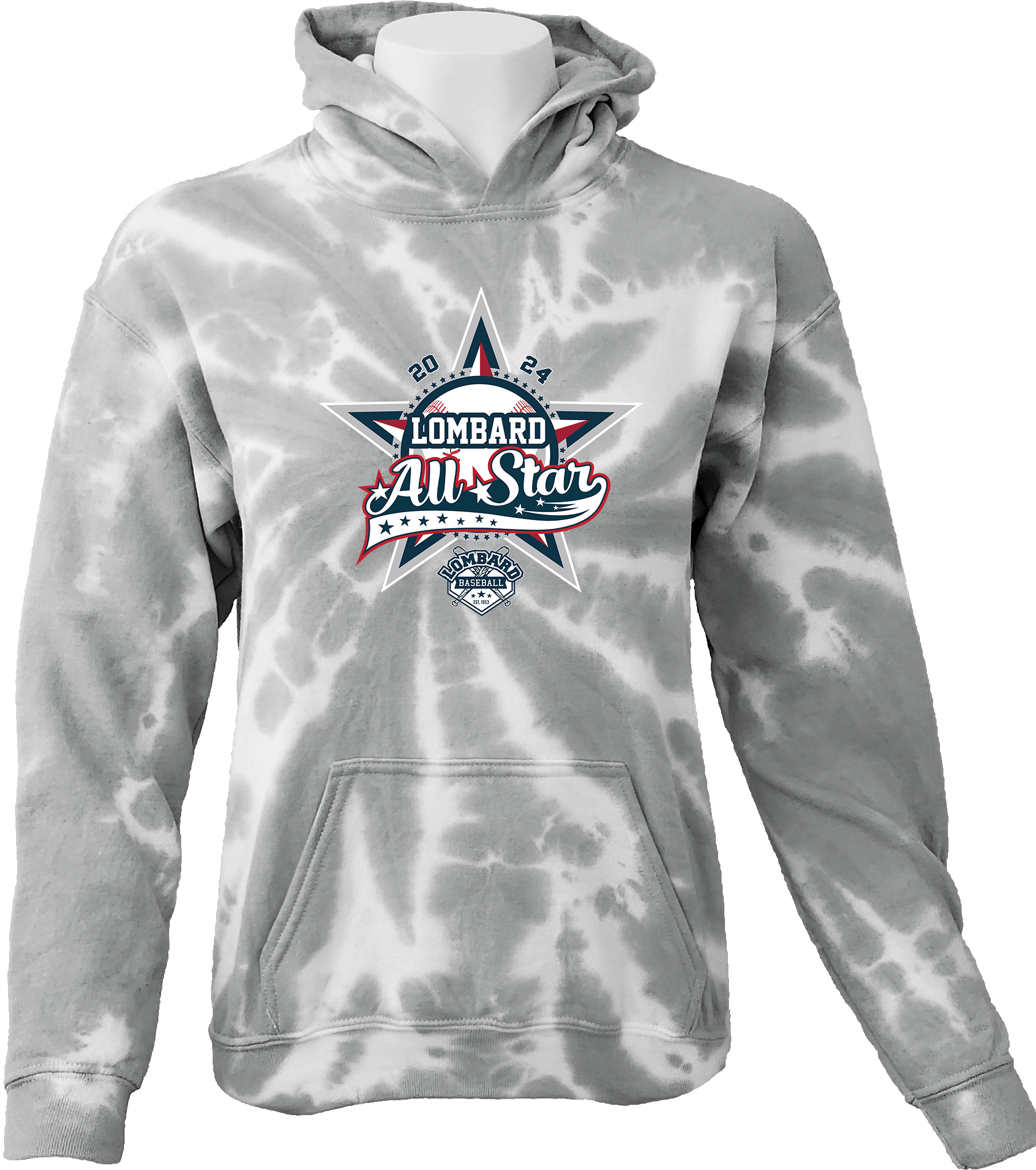 Tie-Dye Hoodies - 2024 Lombard Baseball League's 71st Anniversary All Star Event