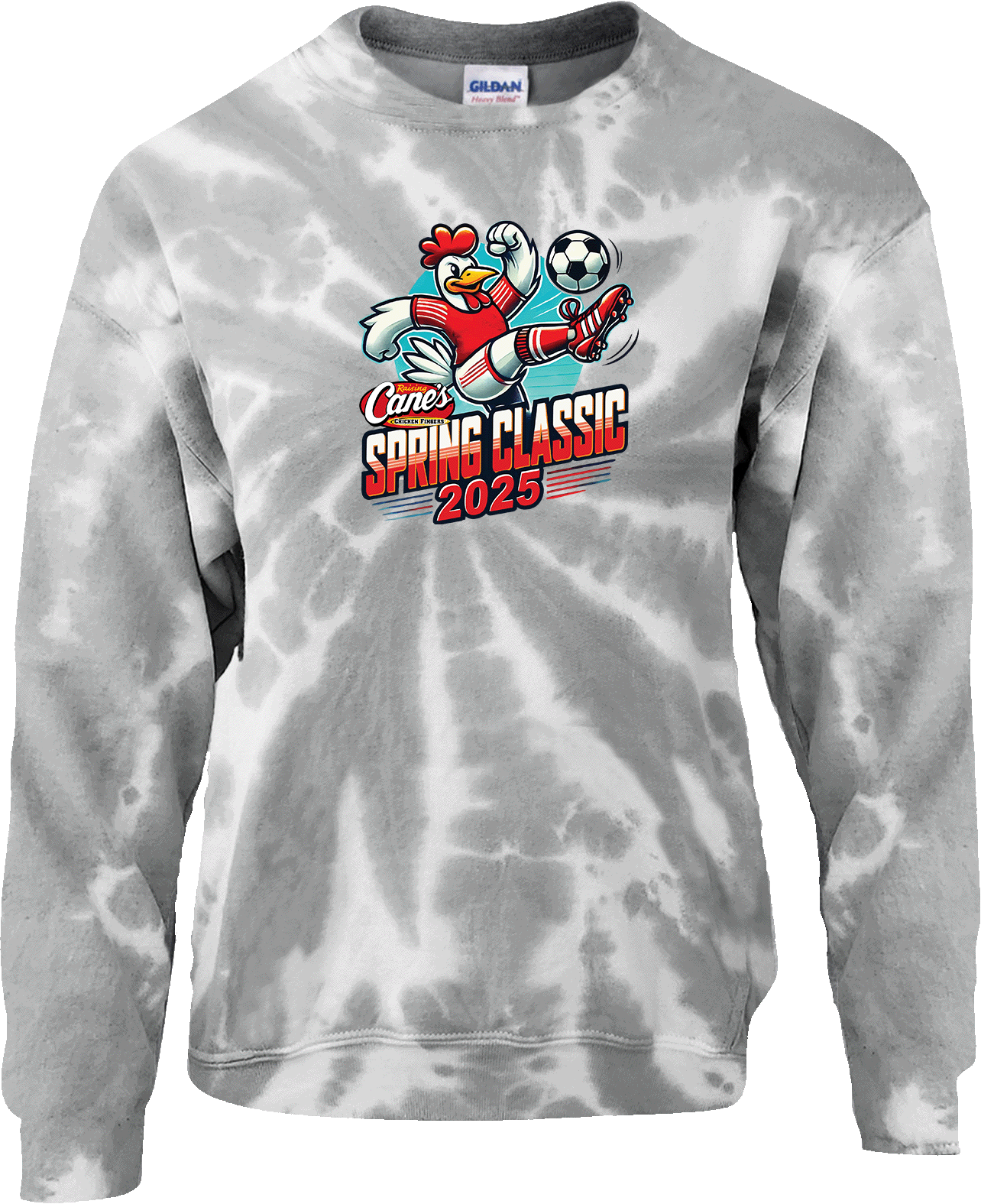 Crew Sweatershirt 2025 Raising Cane's Spring Classic Tie Dye Grey Youth Small