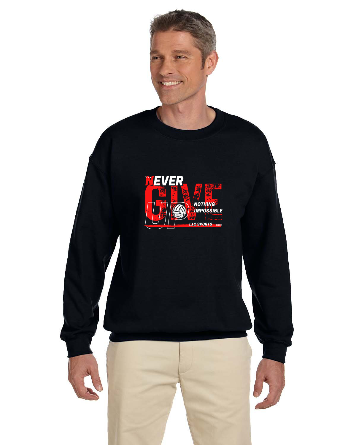 Crew Sweatershirt - L12 Sports Clothing - Never Give Up Nothing Impossible