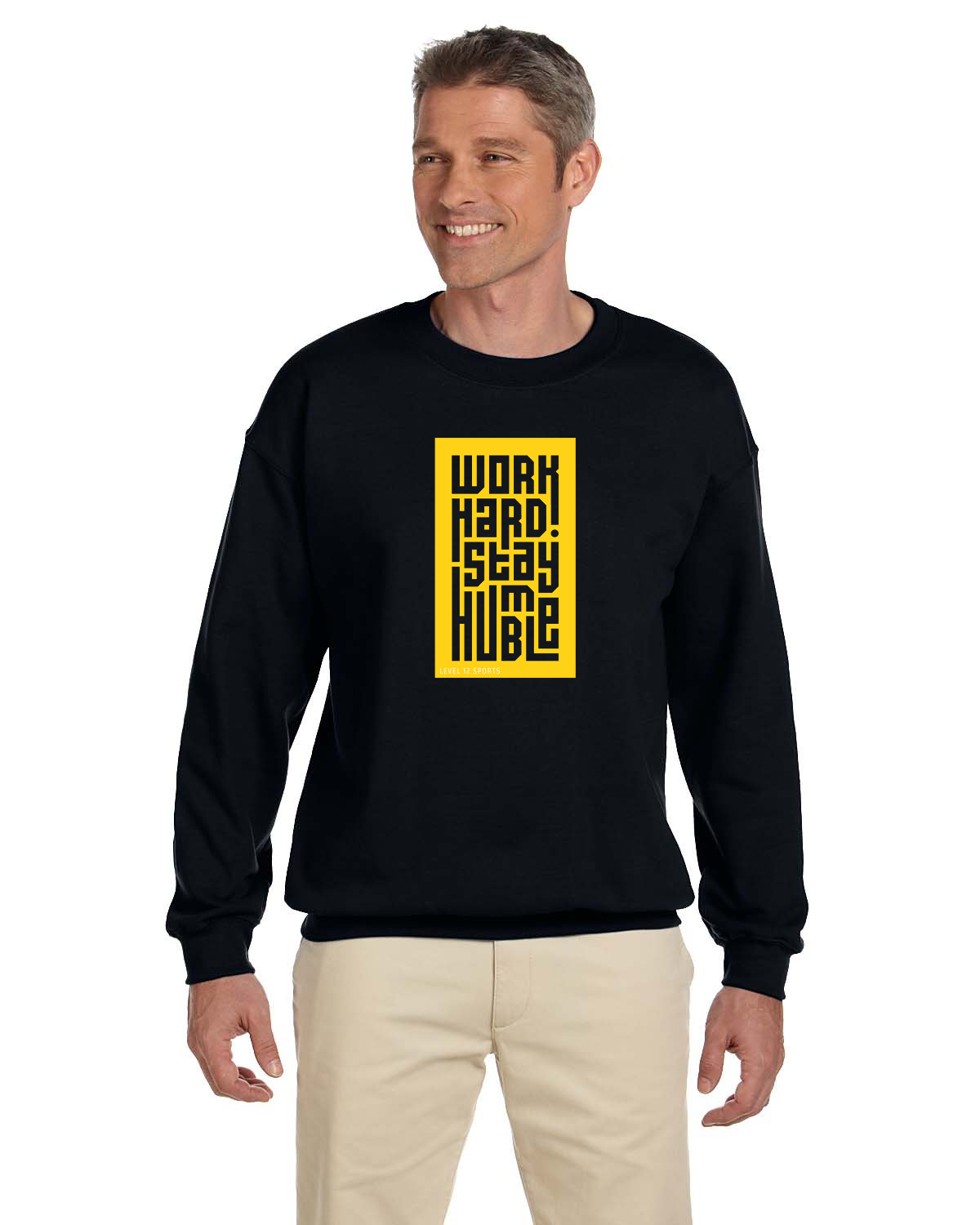 Crew Sweatershirt - L12 Sports Clothing - Work Hard Stay Humble (yellow)