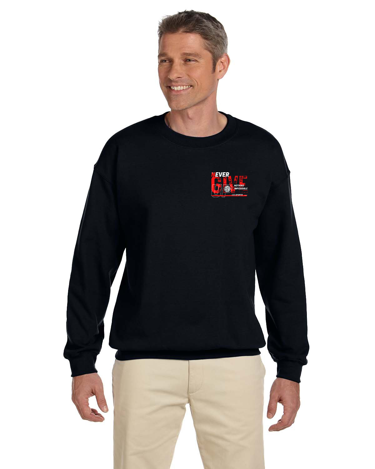 Crew Sweatershirt - L12 Sports Clothing - Never Give Up Nothing Impossible