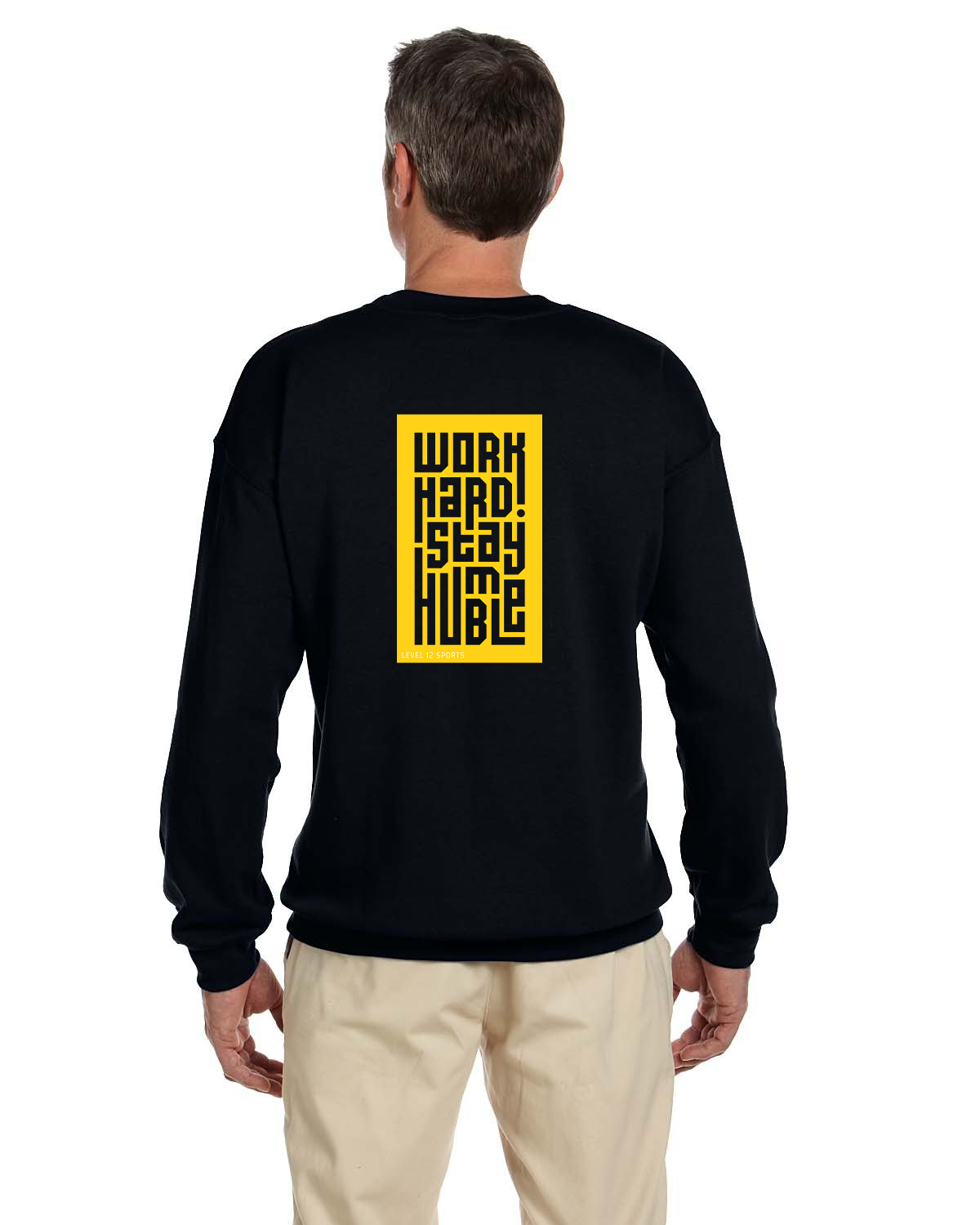 Crew Sweatershirt - L12 Sports Clothing - Work Hard Stay Humble (yellow)