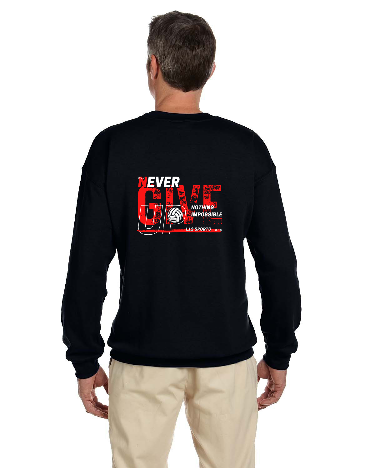 Crew Sweatershirt - L12 Sports Clothing - Never Give Up Nothing Impossible