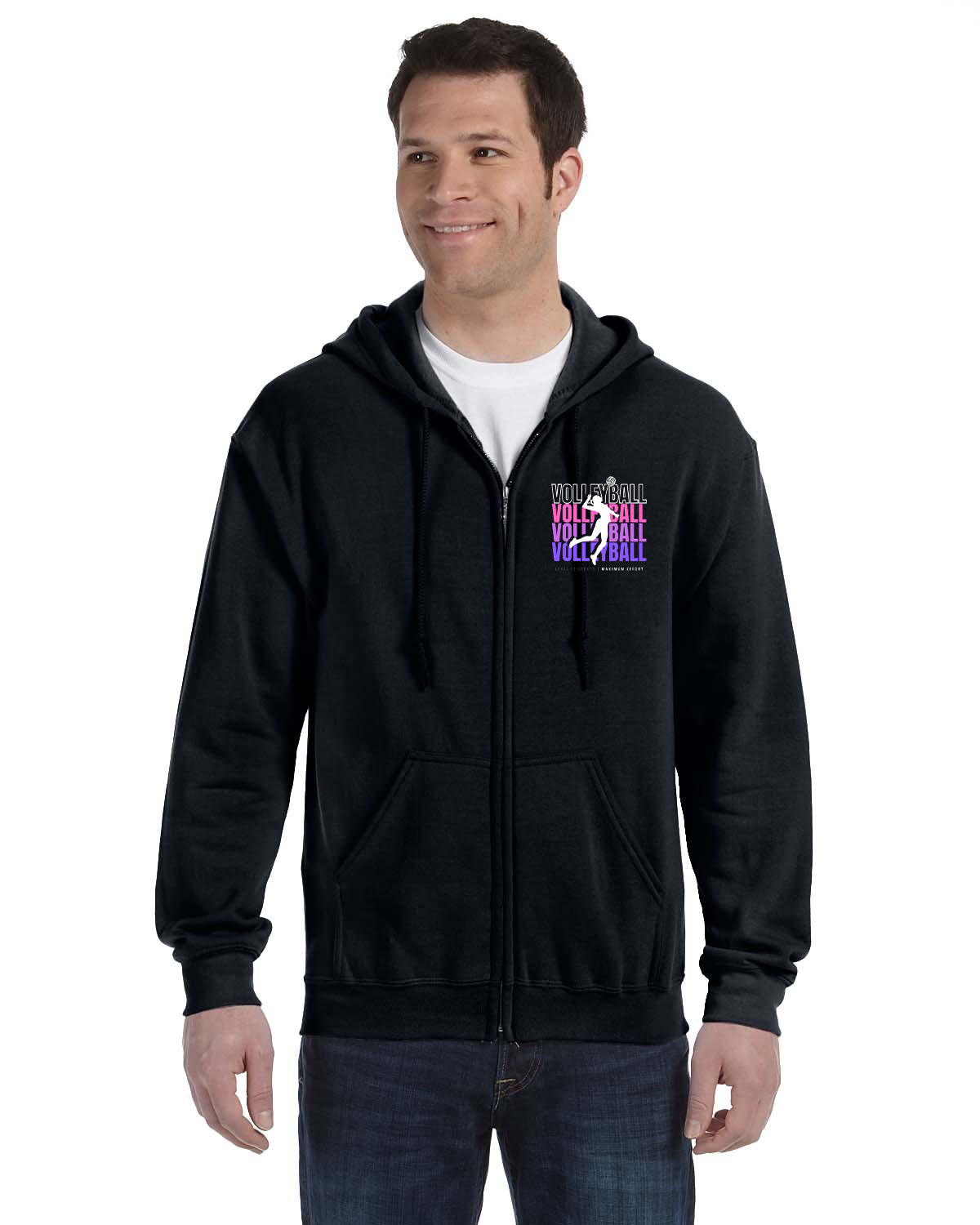 Sweat à Capuche Comedy Shirts – Motif « Volley-Ball évolution » – 100% Coton Peigné – Taille S à XL – Couleurs Variées