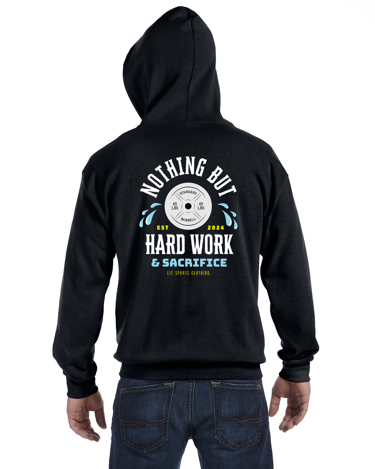 Full Zip Hoodie - L12 Sports Clothing - Hard Work