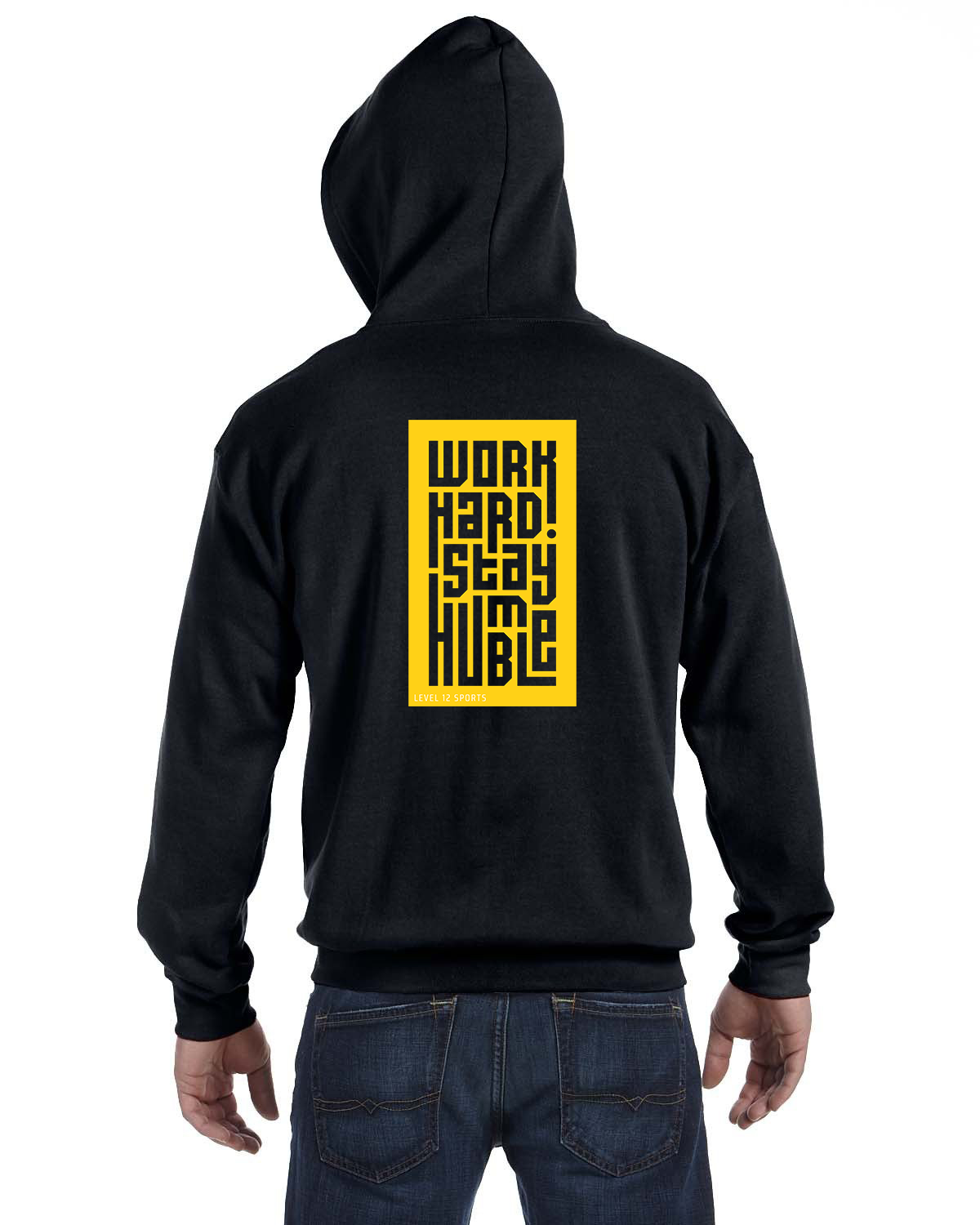 Full Zip Hoodie - L12 Sports Clothing - Work Hard Stay Humble (yellow)