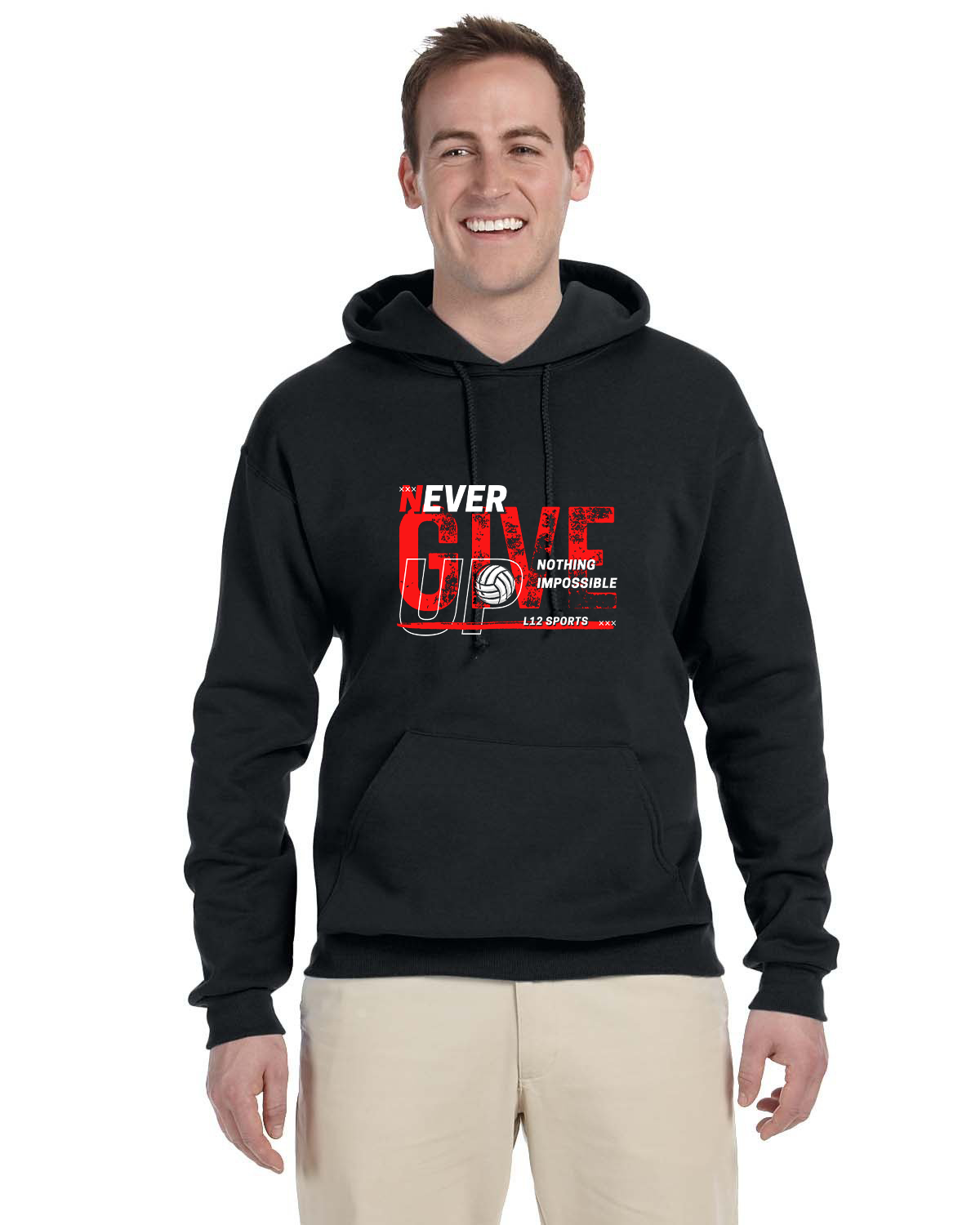 Hoodie - L12 Sports Clothing - Never Give Up Nothing Impossible