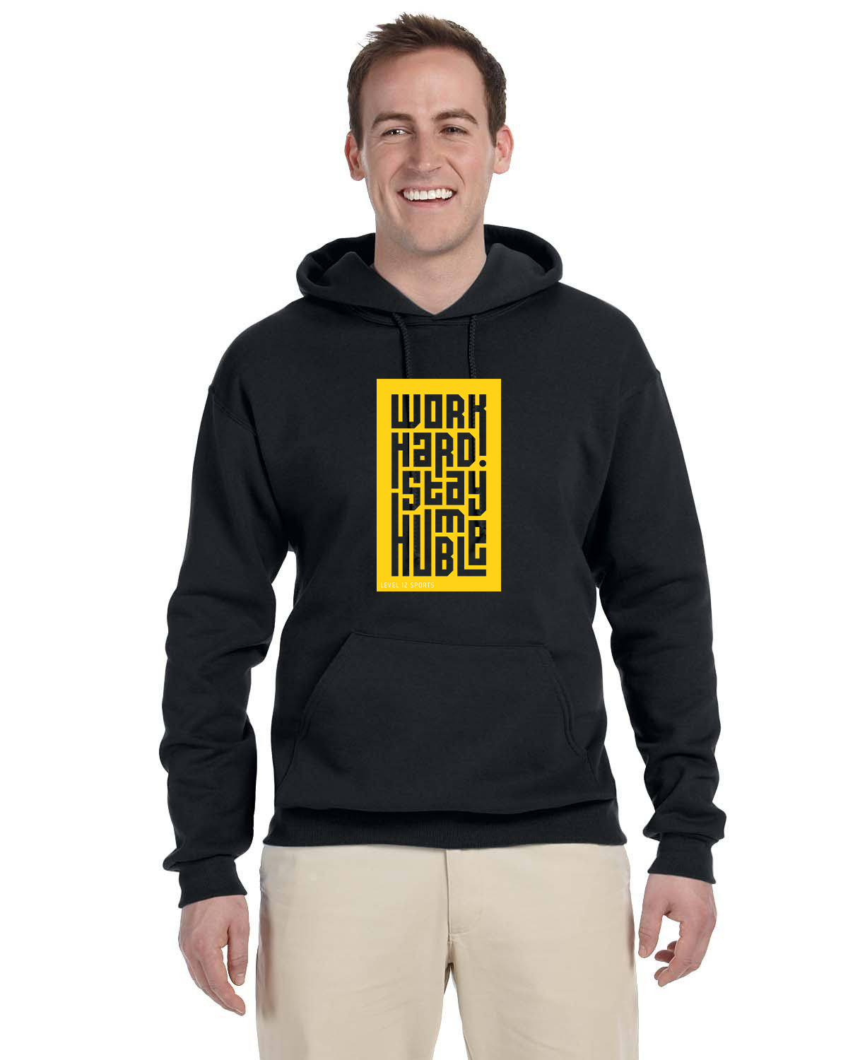 Hoodie - L12 Sports Clothing - Work Hard Stay Humble (yellow)