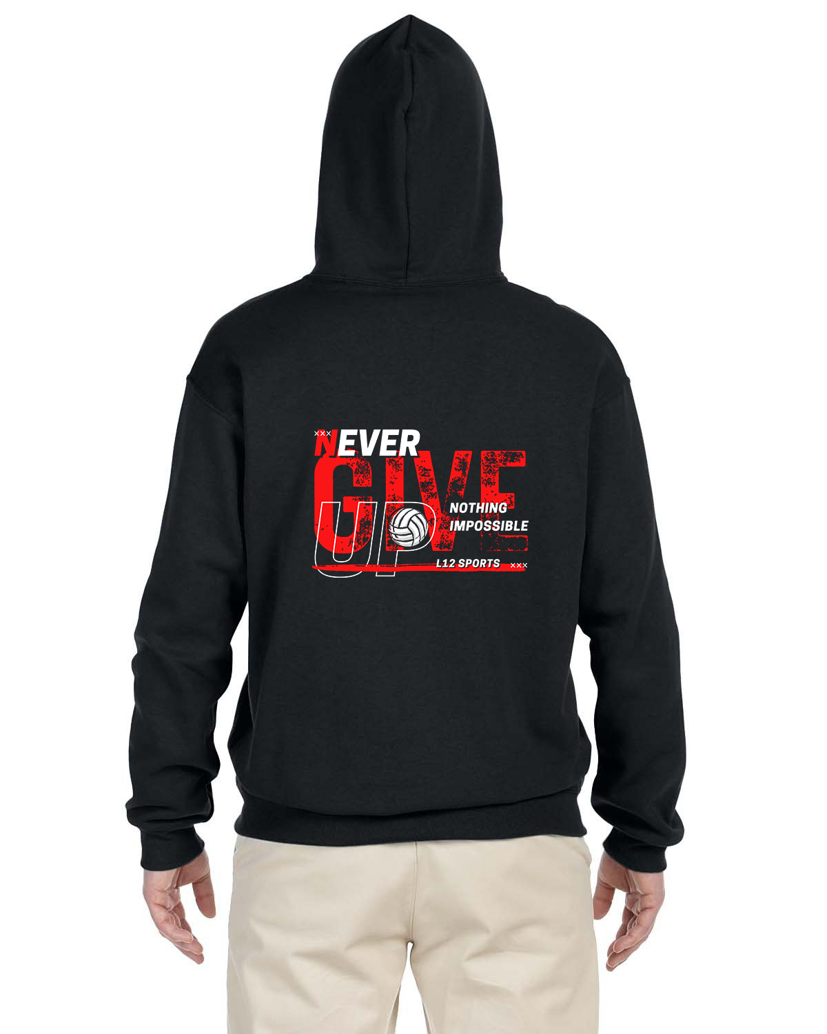 Hoodie - L12 Sports Clothing - Never Give Up Nothing Impossible